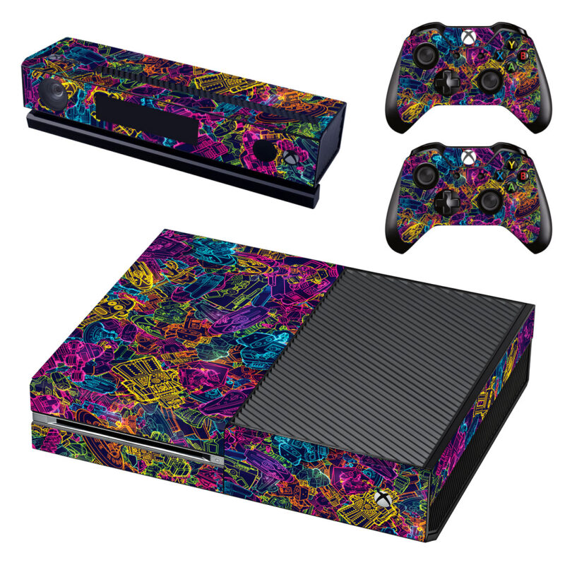 Funky Trippy Robots Pattern Xbox One Skin Sticker