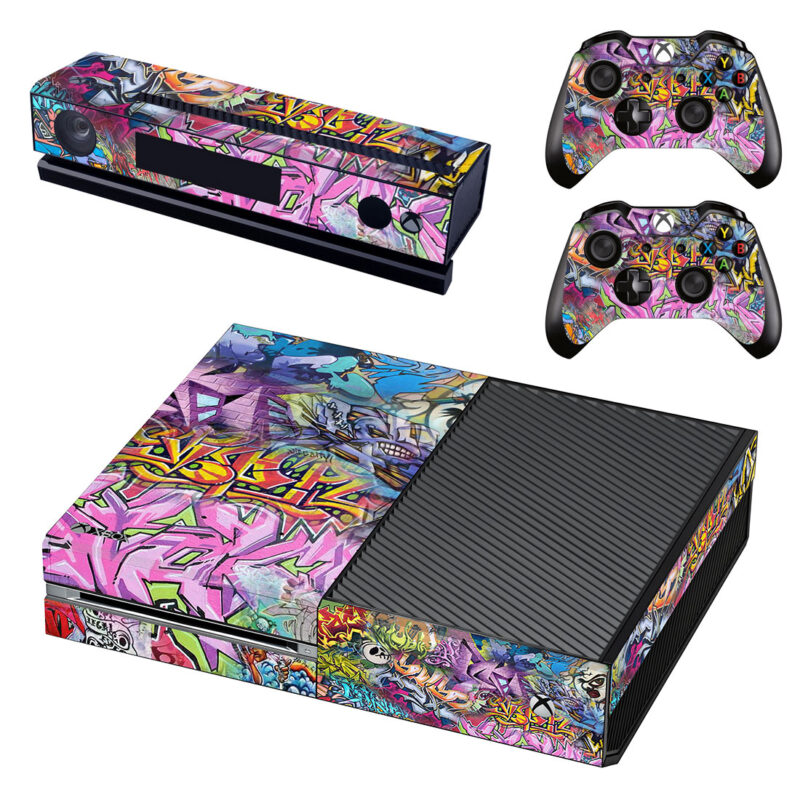 3D Colourful Graffiti Skull Letter Xbox One Skin Sticker