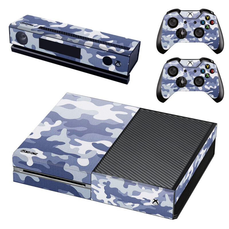 Blue And White Camouflage Pattern Xbox One Skin Sticker