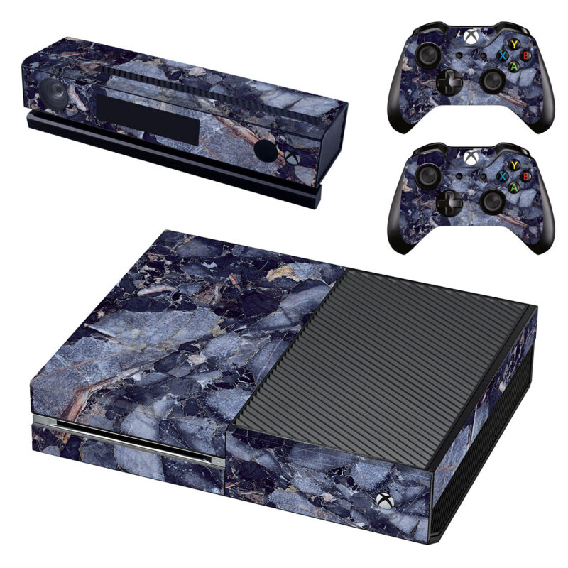 Textured Grey Marble Stone With White Streaks Skin Sticker For Xbox One
