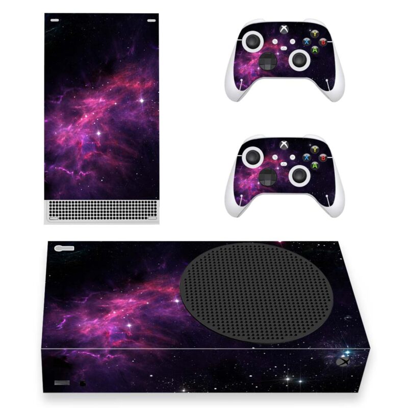 Black And Purple Galaxy With Stars Skin Sticker For Xbox Series S And Controllers