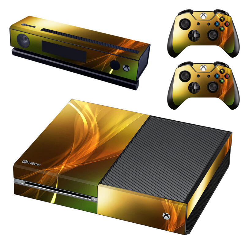 Abstract Gold And Black Color Spiral Rays Xbox One Skin Sticker