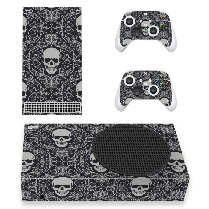 Black And Gray Skull Pattern Skin Sticker For Xbox Series S And Controllers