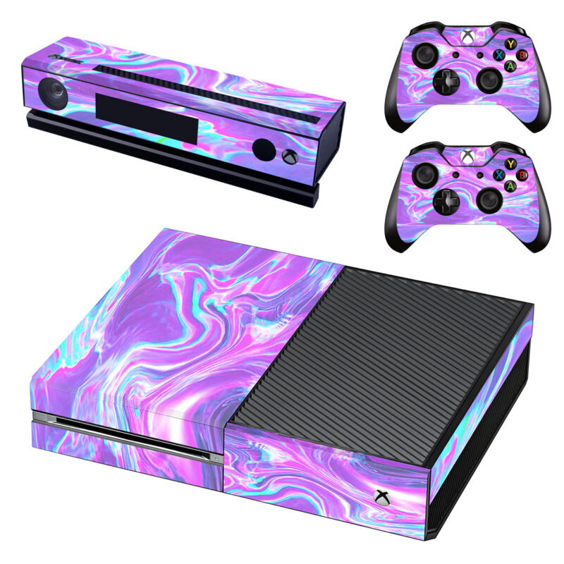 Blue And Purple Marble Texture Skin Sticker For Xbox One