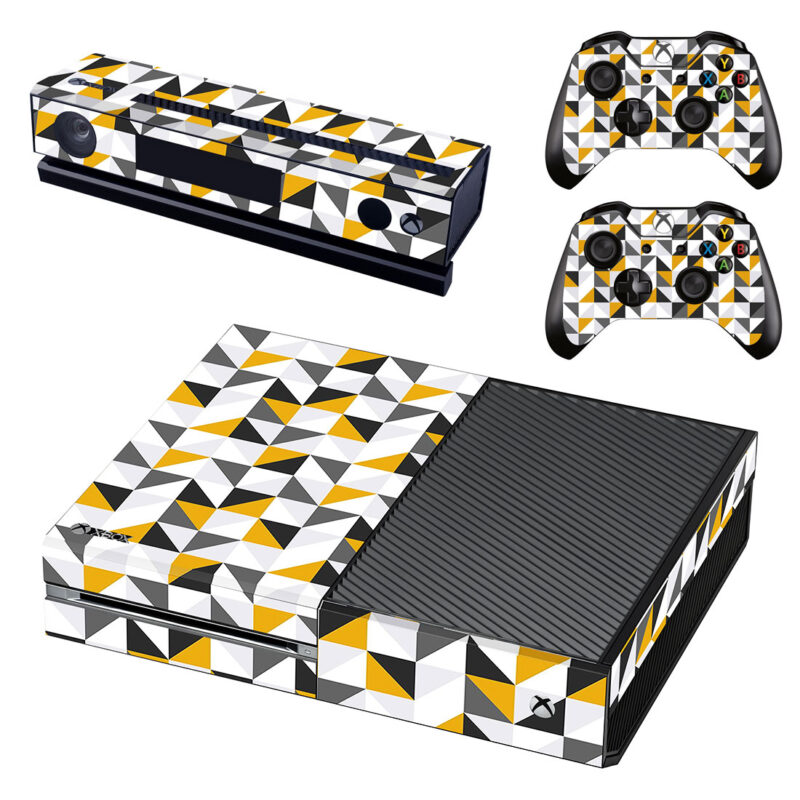 Grey And Yellow Geometric Pattern Xbox One Skin Sticker