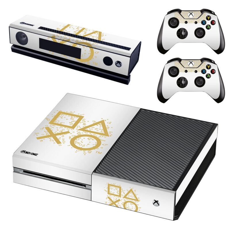 Gold Playstation Buttons Xbox One Skin Sticker