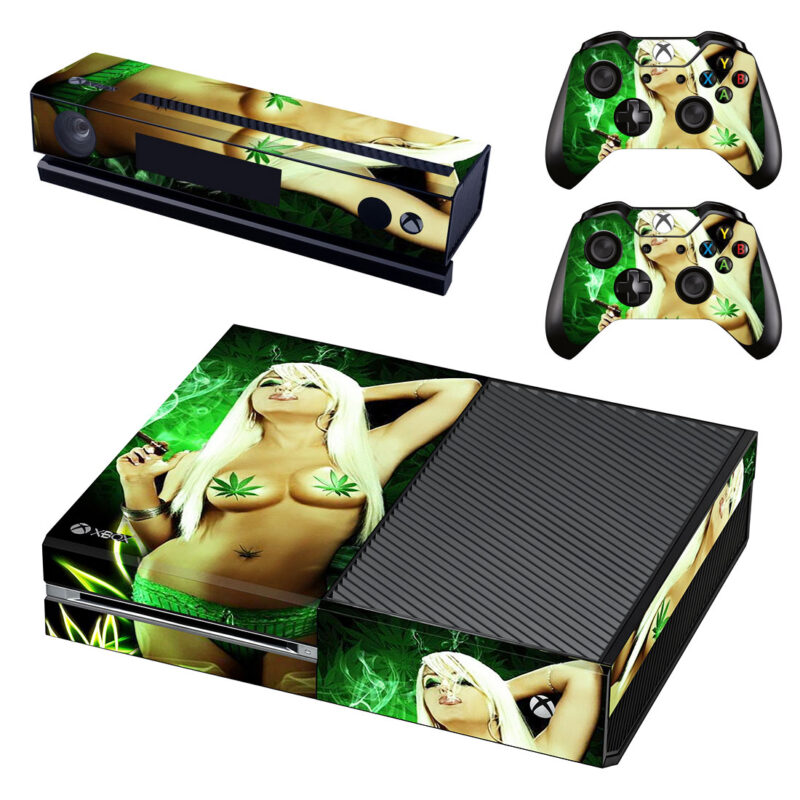 Marijuana Weed Leaf Girl Xbox One Skin Sticker Design 5