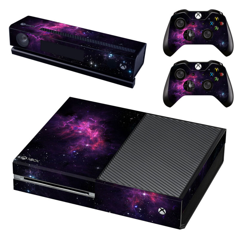 Black And Purple Galaxy With Stars Xbox One Skin Sticker