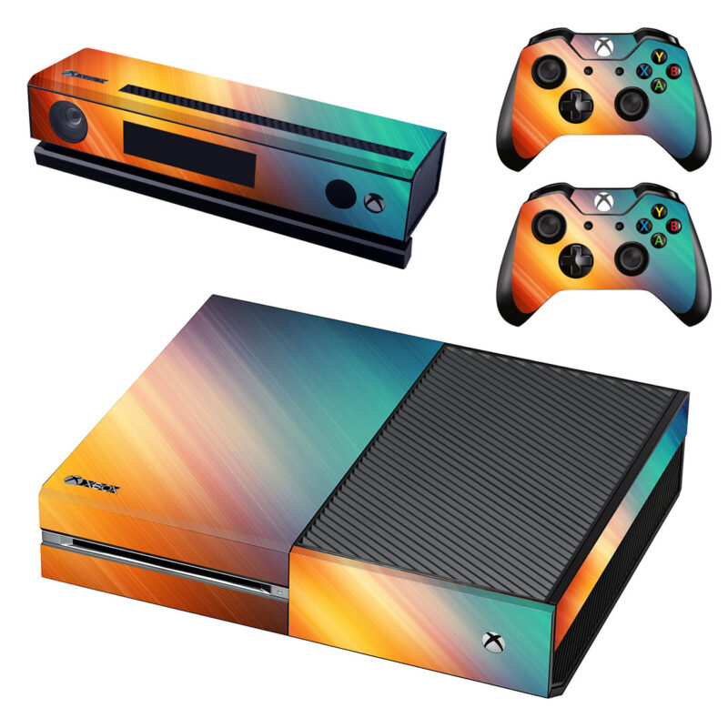 HD Blue And Orange Aurora Minimalistic Xbox One Skin Sticker