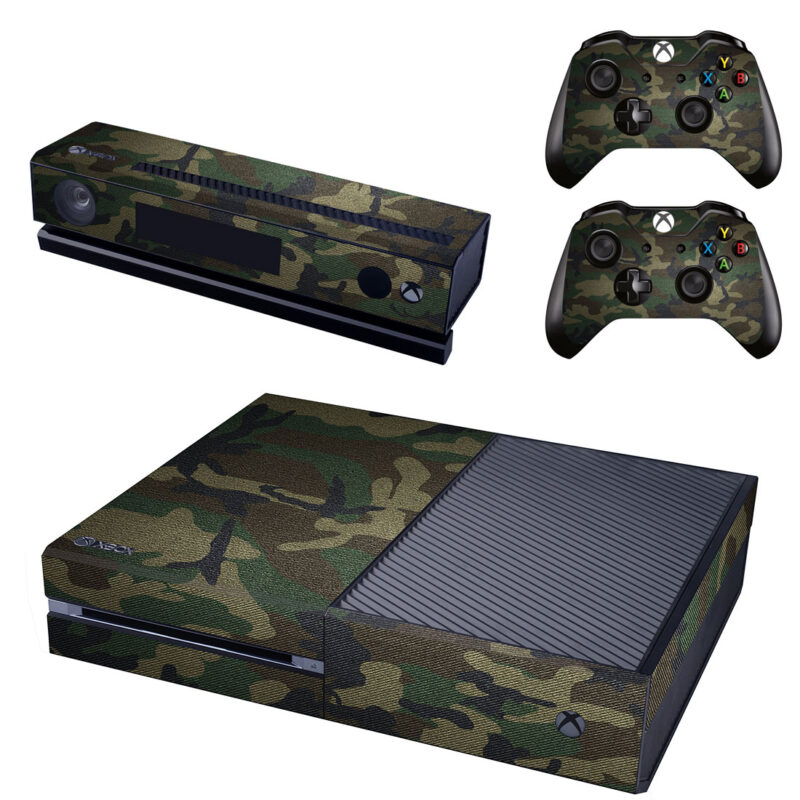 Army Green Fabric Camouflage Pattern Xbox One Skin Sticker