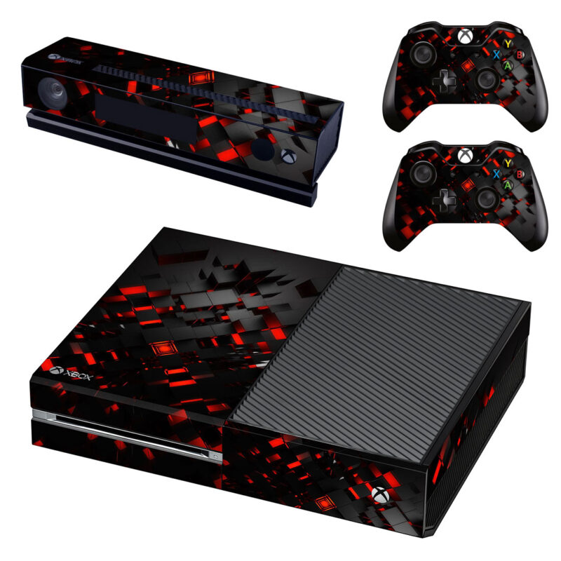 3D Red And Black Cubes Aesthetic Pattern Xbox One Skin Sticker