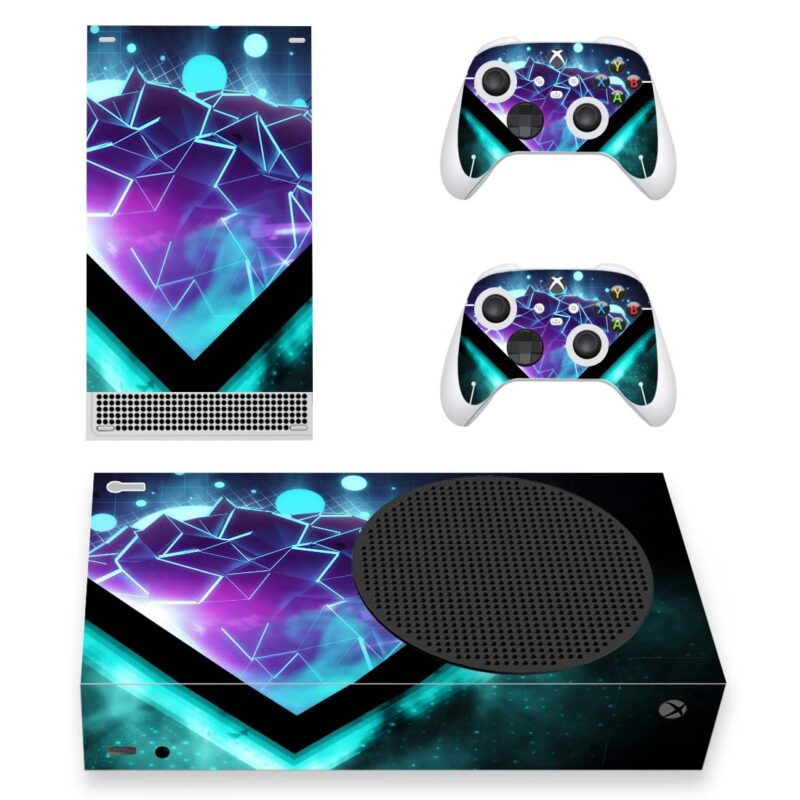 Geometry Blue And Purple Circles And Triangles Skin Sticker For Xbox Series S And Controllers