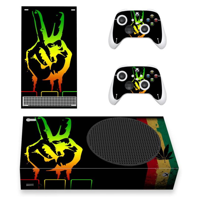 Rasta Peace Sign With Marijuana Flag Skin Sticker For Xbox Series S And Controllers