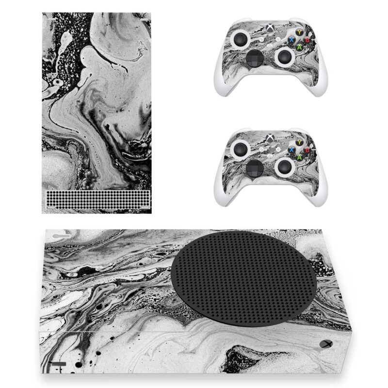 Black And White Marble Swirl Skin Sticker For Xbox Series S And Controllers