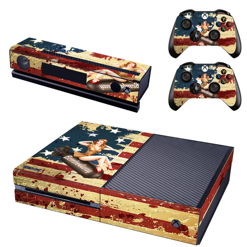 US Patriotic Girl Pinup Clip Art Skin Sticker For Xbox One