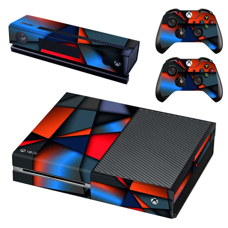 Abstract Red Black And Blue Geometric Pattern Xbox One Skin Sticker