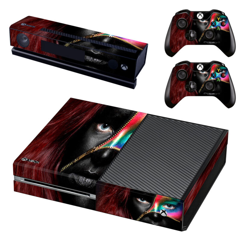 Rainbow Color Black Face Blue Eye Girl Xbox One Skin Sticker