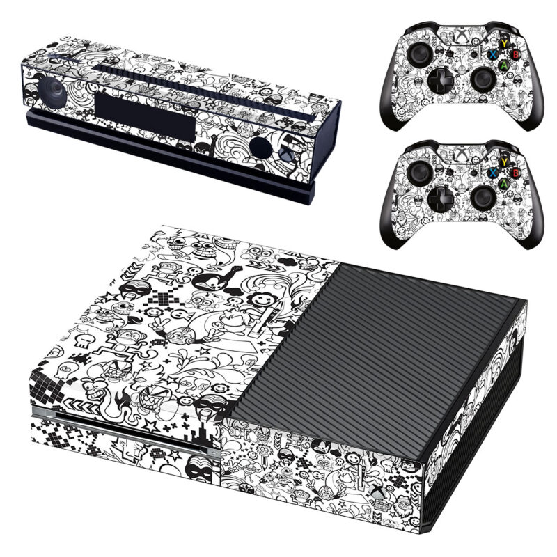 Black And White Cartoon Sticker Bomb Xbox One Skin Sticker