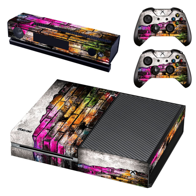 Multicolor Graffiti Brick Wall Pattern Xbox One Skin Sticker