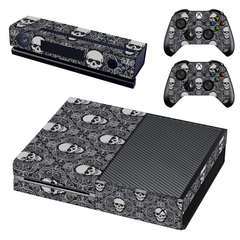 Gray And Black Skull Pattern Xbox One Skin Sticker