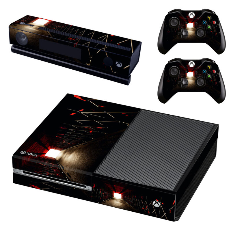 Dark Red Light Tunnel Bridge Xbox One Skin Sticker