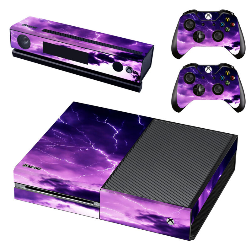 Purple Lightning Xbox One Skin Sticker Design 2