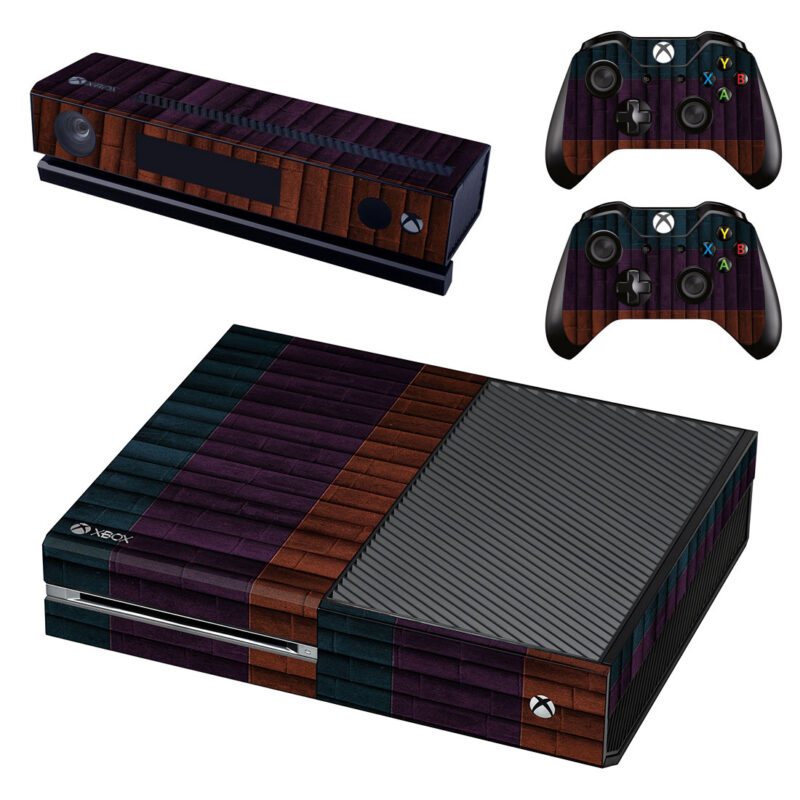 Dark Purple Brown And Blue Stripes Wood Texture Xbox One Skin Sticker