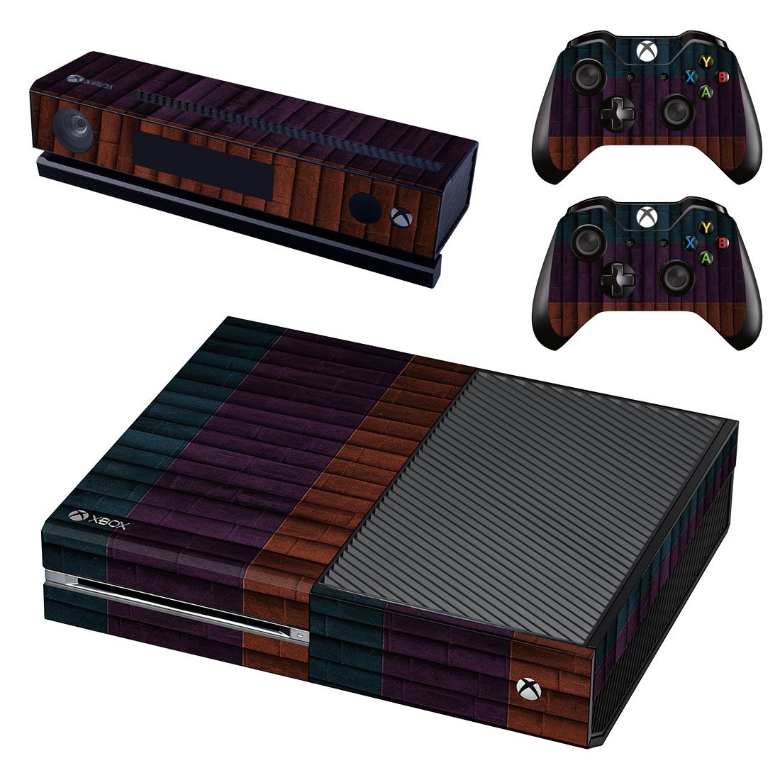 Dark Purple Brown And Blue Stripes Wood Texture Xbox One Skin Sticker