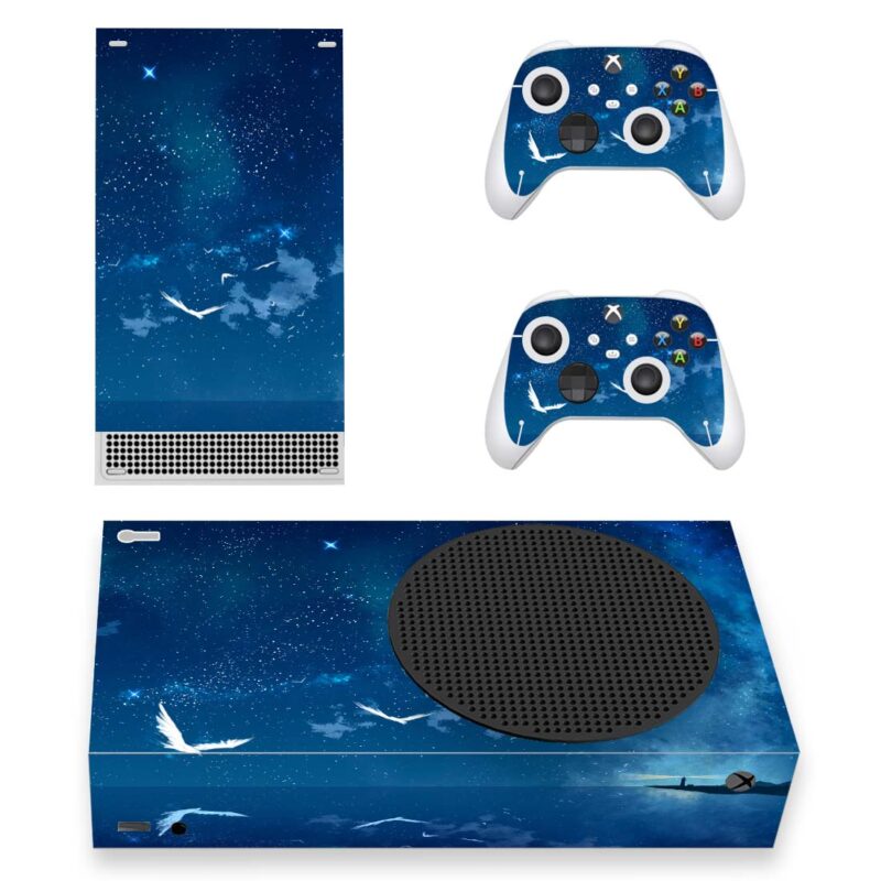 Starry Sky And Birds Near Sea Digital Art Skin Sticker For Xbox Series S And Controllers