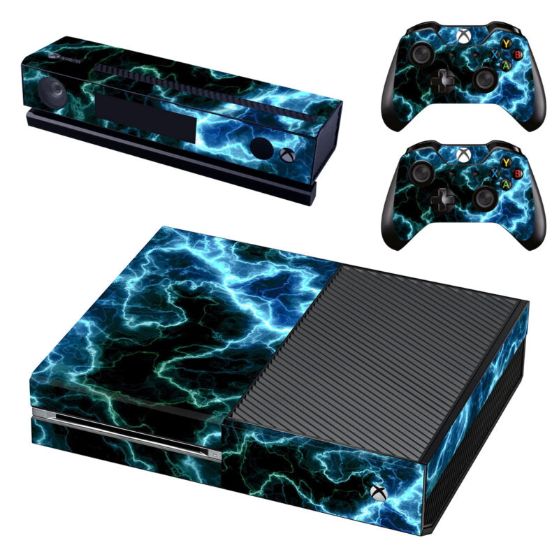 Blue Lightning Xbox One Skin Sticker Design 1