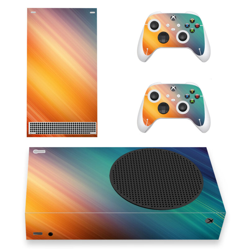 HD Blue And Orange Aurora Minimalistic Skin Sticker For Xbox Series S And Controllers