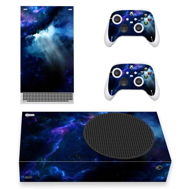 Blue Space Nebula Cloud Skin Sticker For Xbox Series S And Controllers