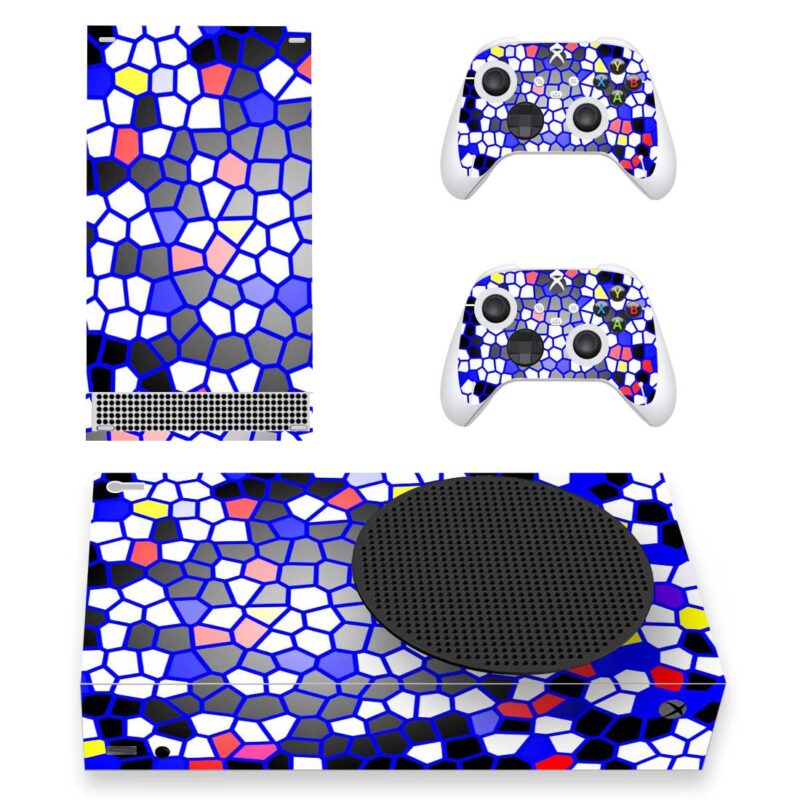 Abstract Colorful Mosaic Design Skin Sticker For Xbox Series S And Controllers Design 1