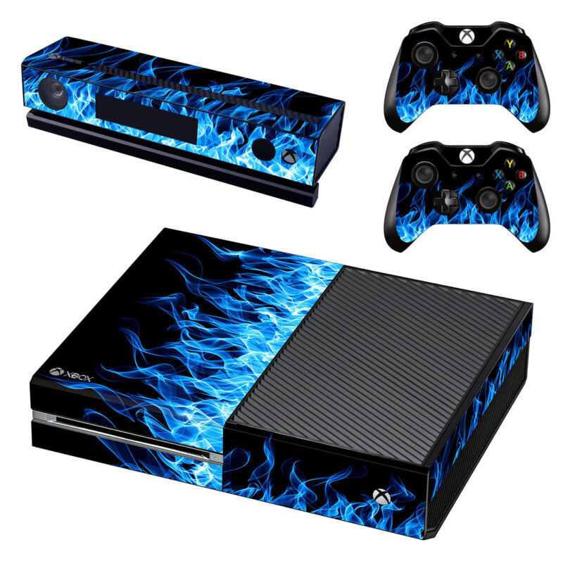 Abstract Blue Fire Flame Xbox One Skin Sticker