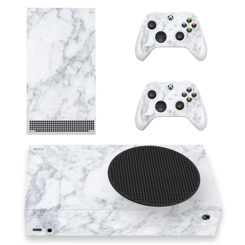 Abstract White Marble Texture Skin Sticker For Xbox Series S And Controllers Design 1