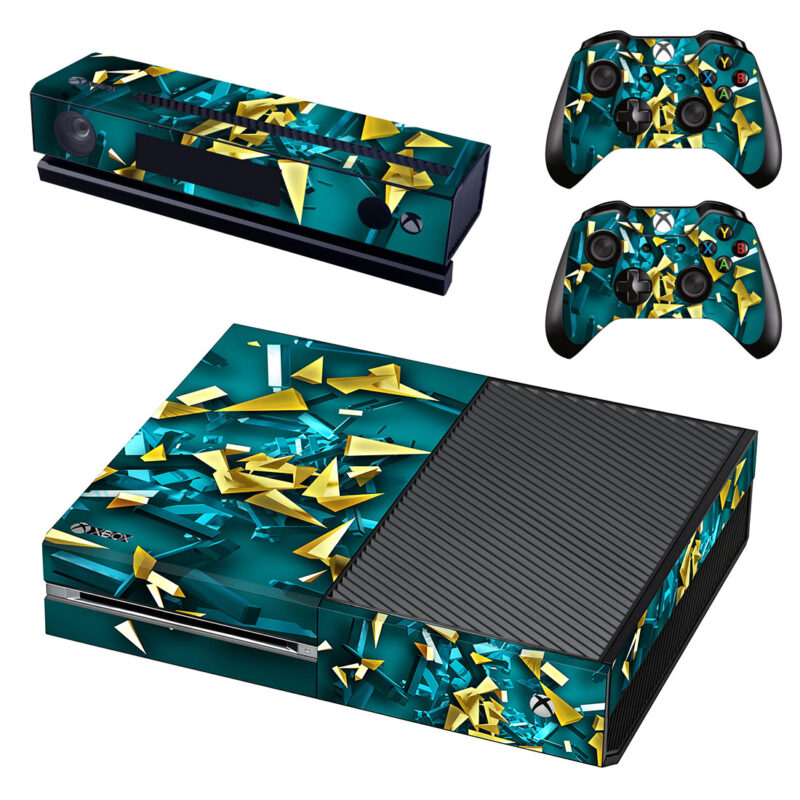 Warm Gold And Cool Gold Line Abstract Geometric Xbox One Skin Sticker