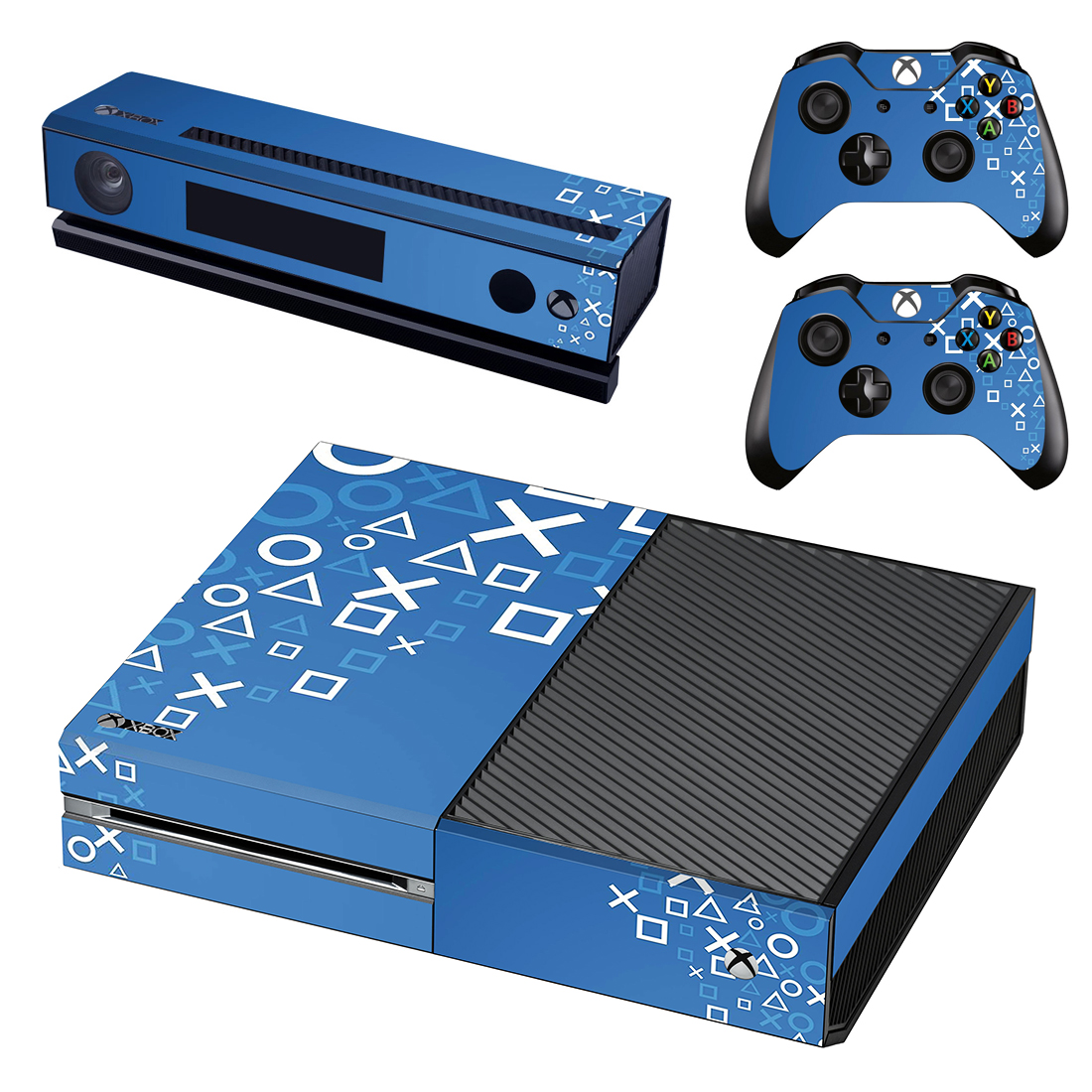 White And Blue Playstation Buttons Pattern Xbox One Skin Sticker