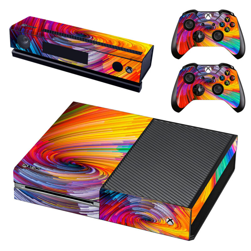 Abstract Colorful Oil Paint Spirals Xbox One Skin Sticker