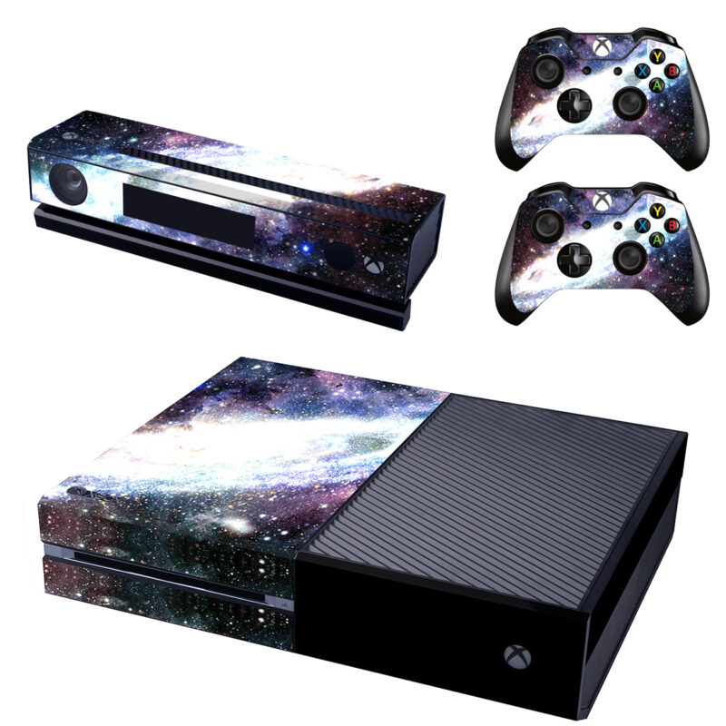 Black And Purple Galaxy With Stars Skin Sticker For Xbox One