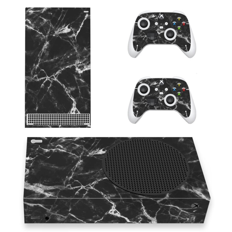 Black Abstract Marble Lines Texture Skin Sticker For Xbox Series S And Controllers