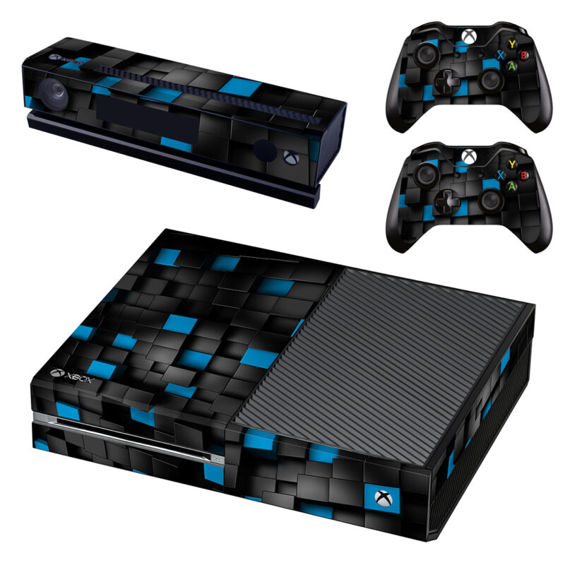 Abstract Black And Blue Cubes Xbox One Skin Sticker