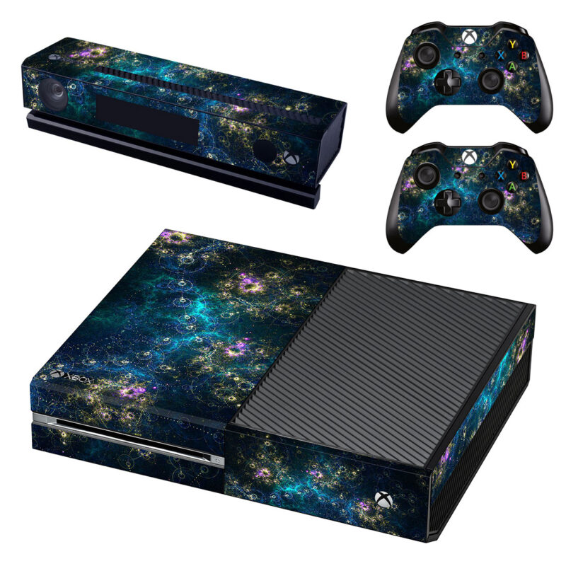 Turquoise Stars And Galaxy Xbox One Skin Sticker