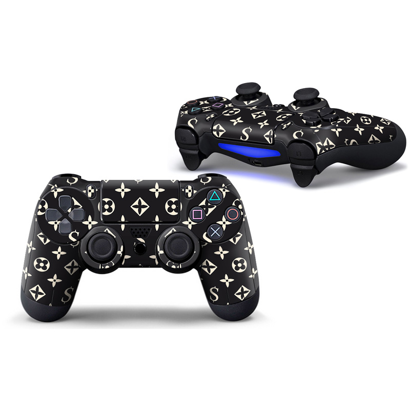 Louis Vuitton Pattern On Black PS4 Controller Skin Sticker Decal
