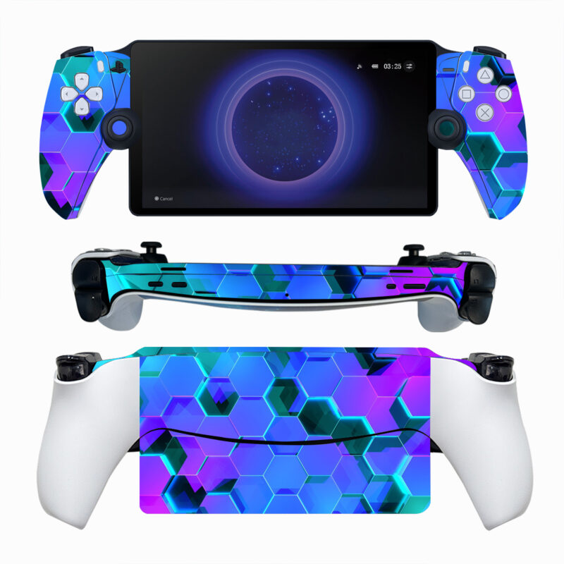 Blue And Purple Neon Light Hexagon Pattern PS Portal Skin Sticker