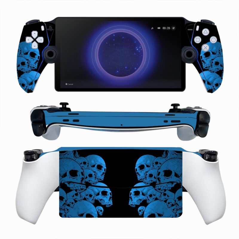 Abstract Blue Skulls On Black PS Portal Skin Sticker