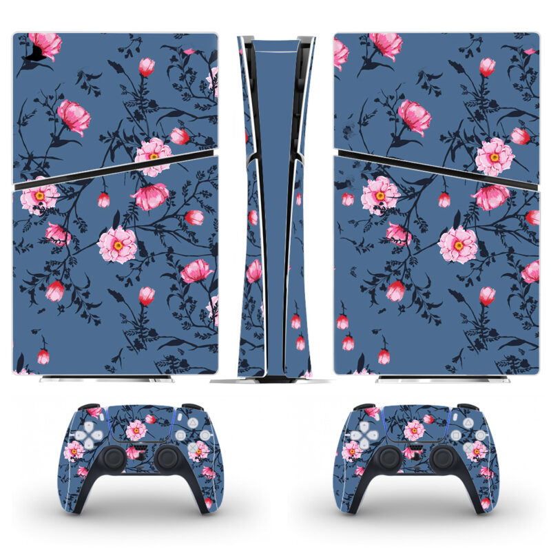 Pink Watercolor Floral PS5 Slim Skin Sticker