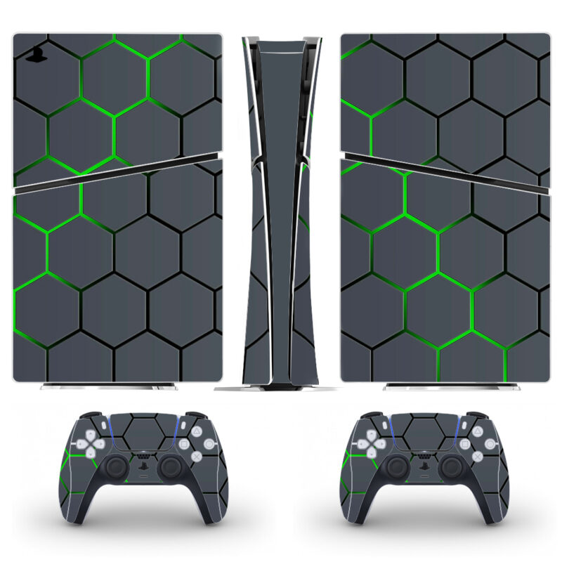 Green Hexagon PS5 Slim Skin Sticker