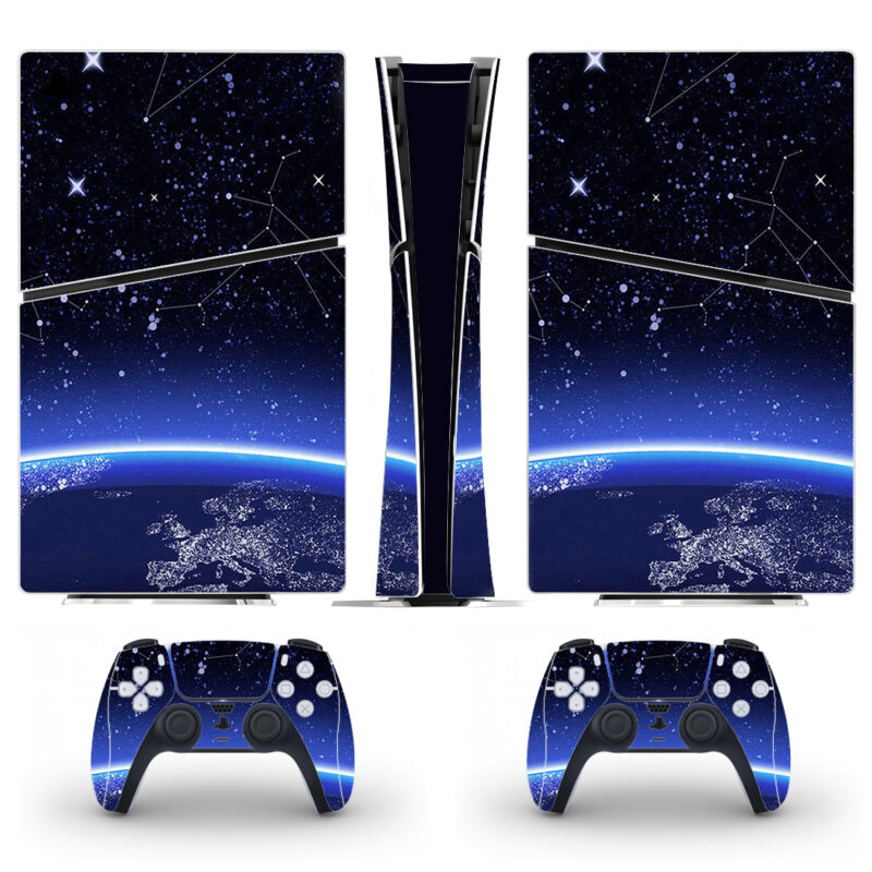 Abstract 3D Earth With Constellation Sky PS5 Slim Skin Sticker
