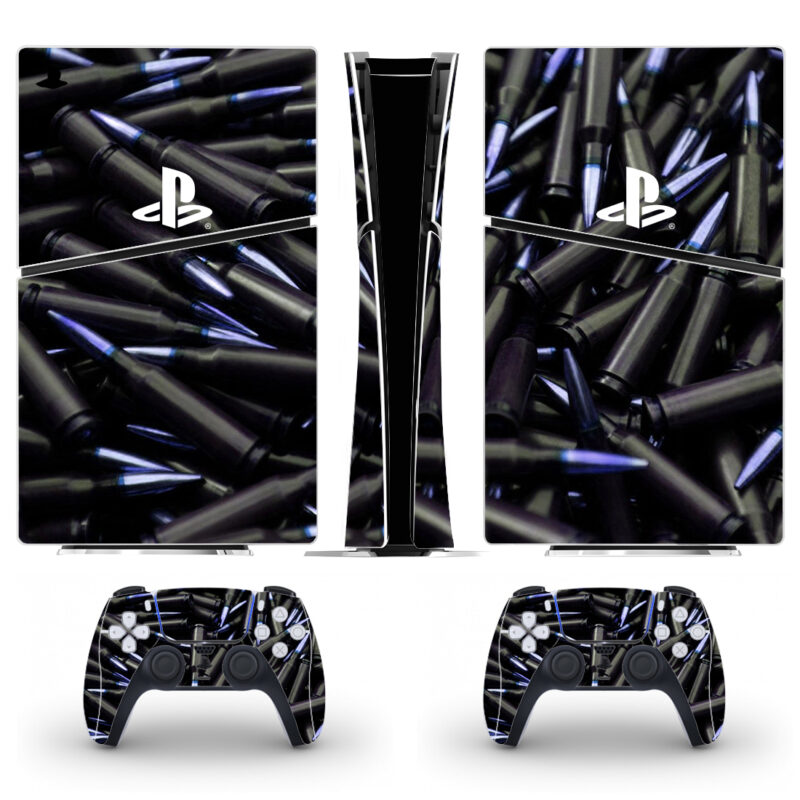 Black And Blue Bullets On Playstation PS5 Slim Skin Sticker