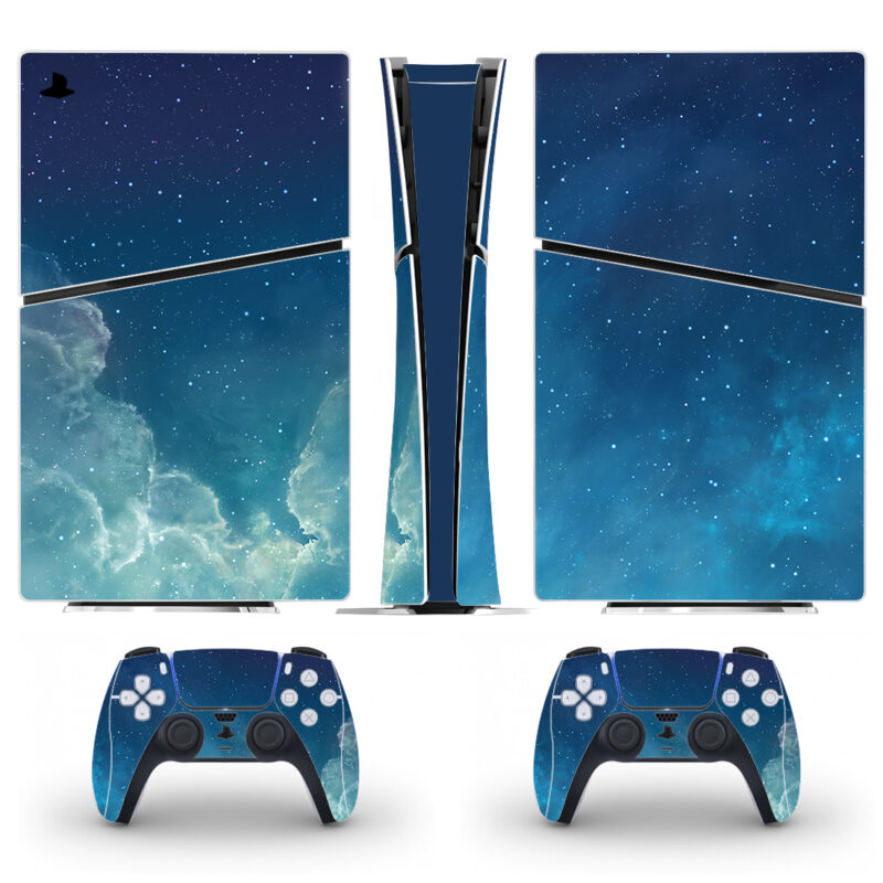 Night Sky With Stars And Clouds PS5 Slim Skin Sticker